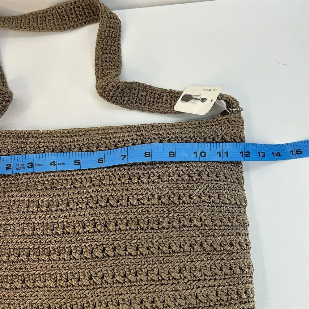 The Sak Women's Taupe Crochet Shoulder Bag with Interior Pocket NWT - Picture 8 of 9
